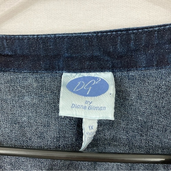 DG2 by Diane Gilman Floral Embroidered Boho Open Front Jeans Jacket 1X - Picture 2 of 9